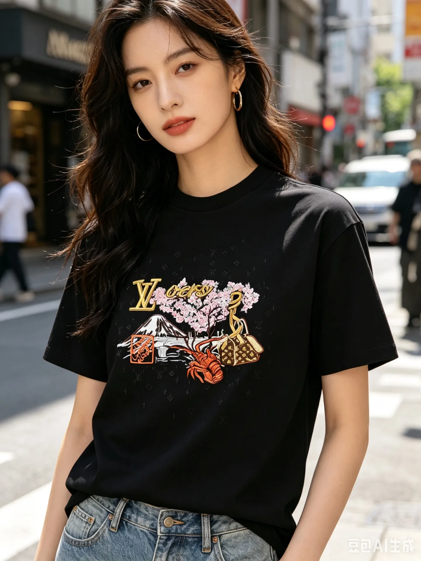 Louis Vuitton/Louis Vuitton cultural landscape elements embroidered short sleeves